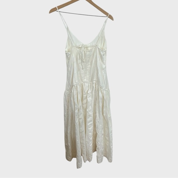 Free People NEW Ivory Tie Back Cotton Ezra Midi Dress NWT Size 6 - Picture 4 of 14